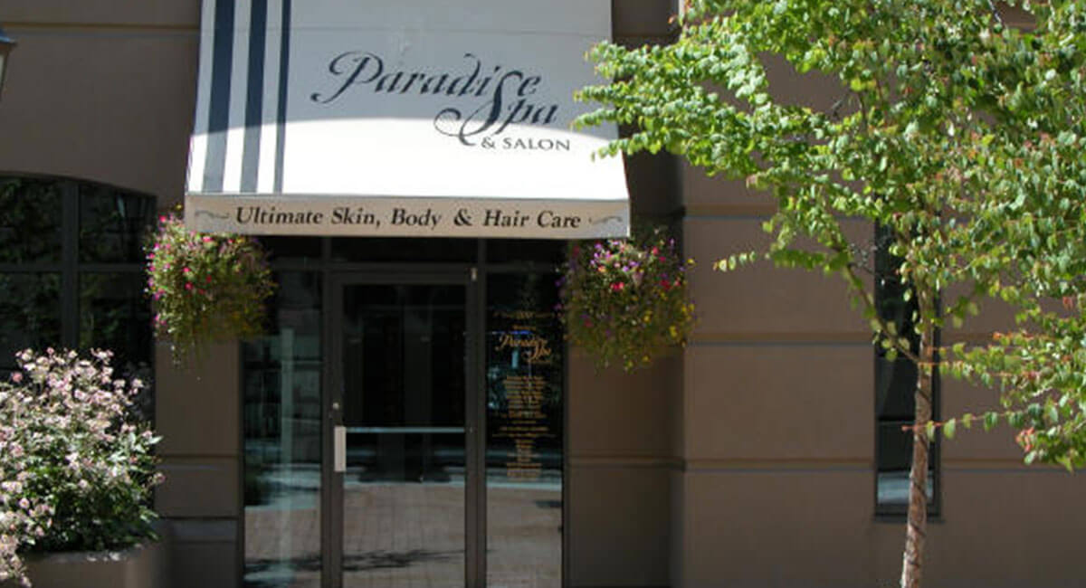 Front entrance to the Paradise Spa and Salon in North Vancouver