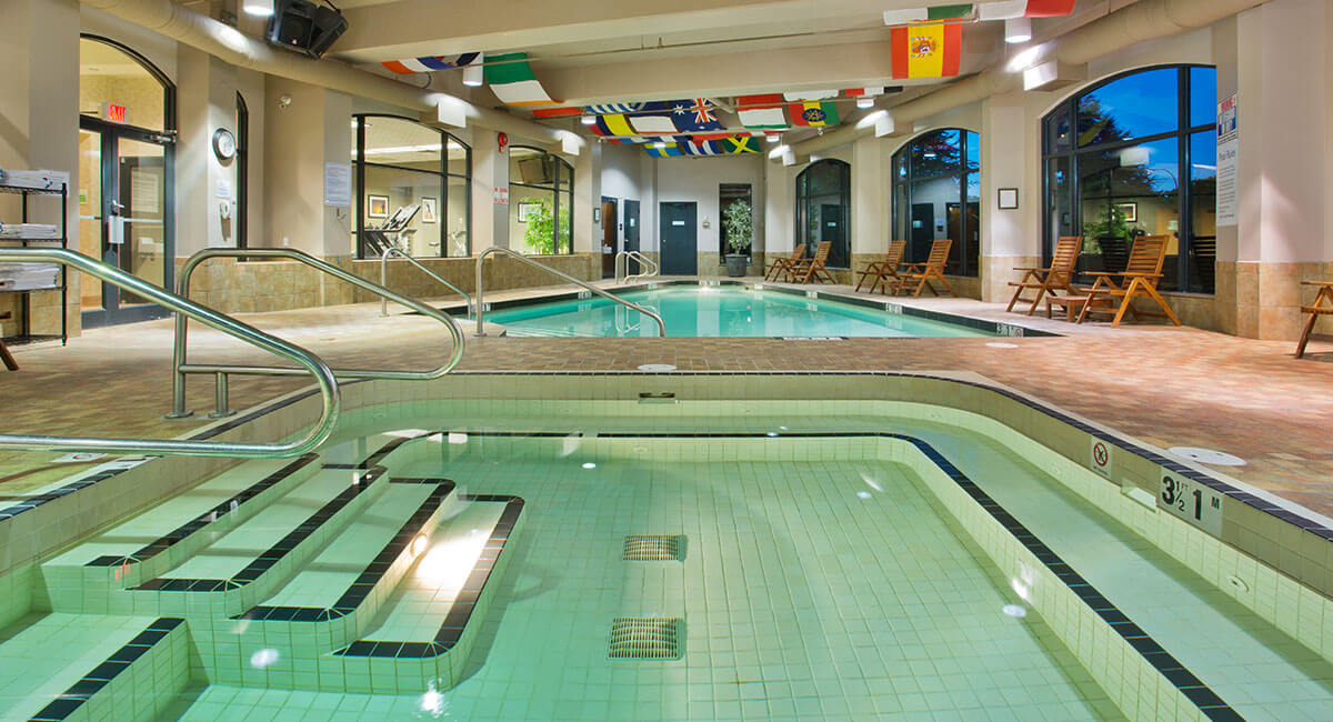 Two indoor swimming pools at the Holiday Inn North Vancouver