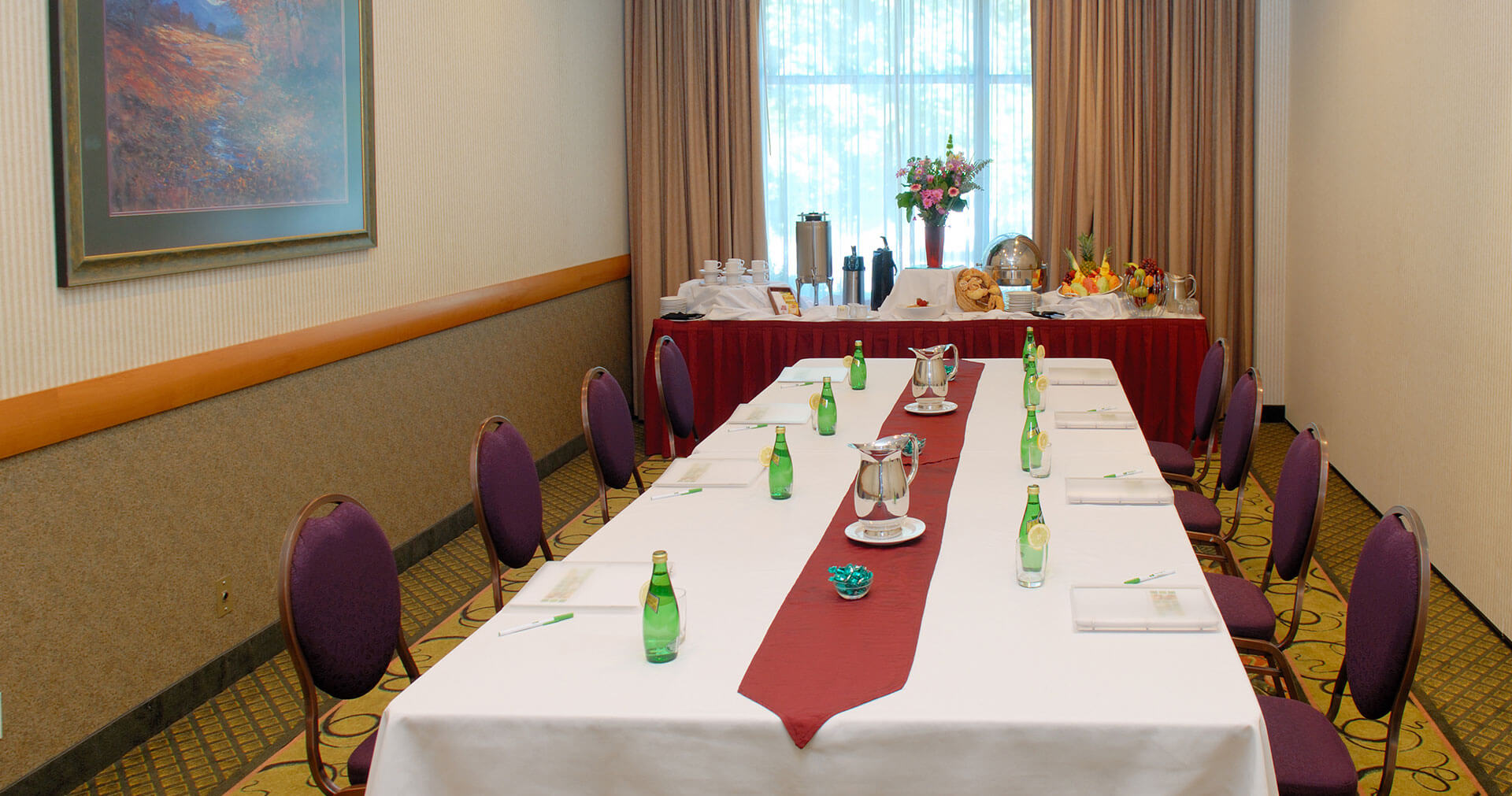 Conference and meeting room at the Holiday Inn North Vancouver with food and refreshments 