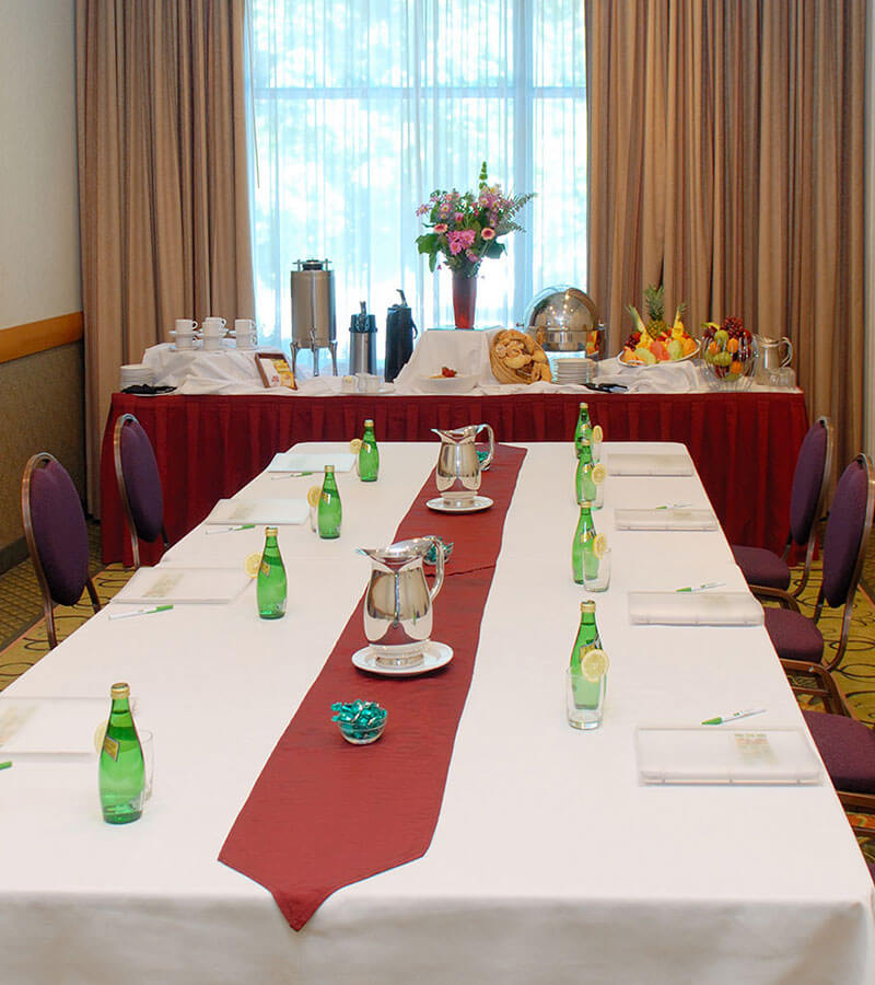 Meeting room stocked with food and refreshments at Holiday Inn North Vancouver