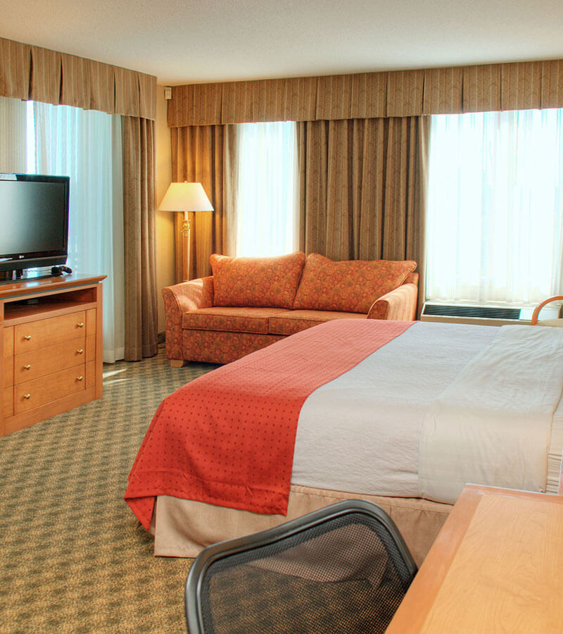 Single bed accommodation with couch and television - Holiday Inn North Vancouver