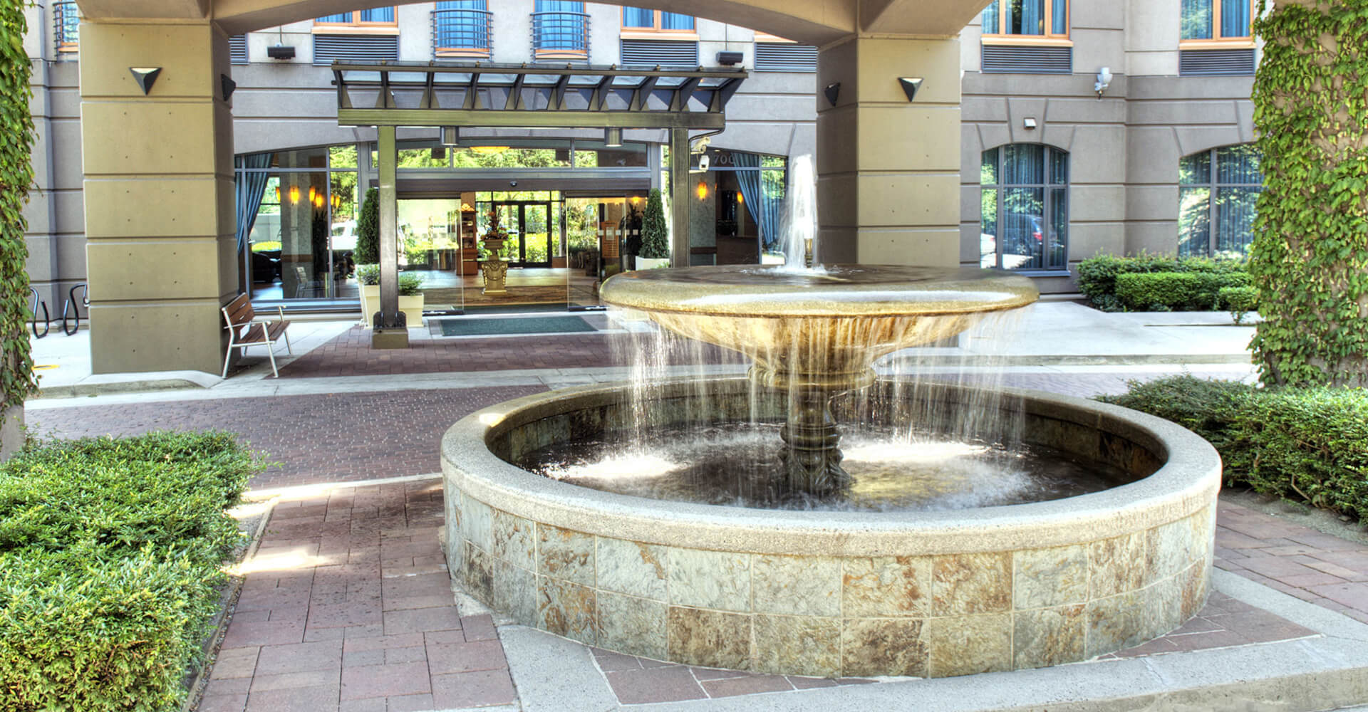 Water fountain at the front entrance to the Holiday Inn North Vancouver