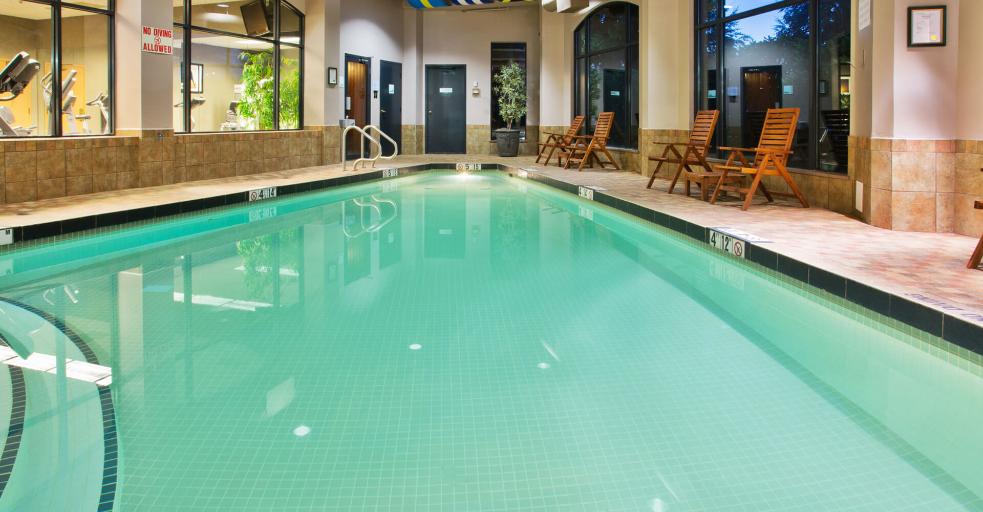 Indoor swimming pool with crystal clear water at the Holiday Inn North Vancouver